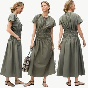 Ellen Tracy Green Flared Dress 100% Cotton Size Large $129